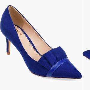 Journee Collection Royal Blue Marek Ruffle Heels pumps size 8 Vegan Leather